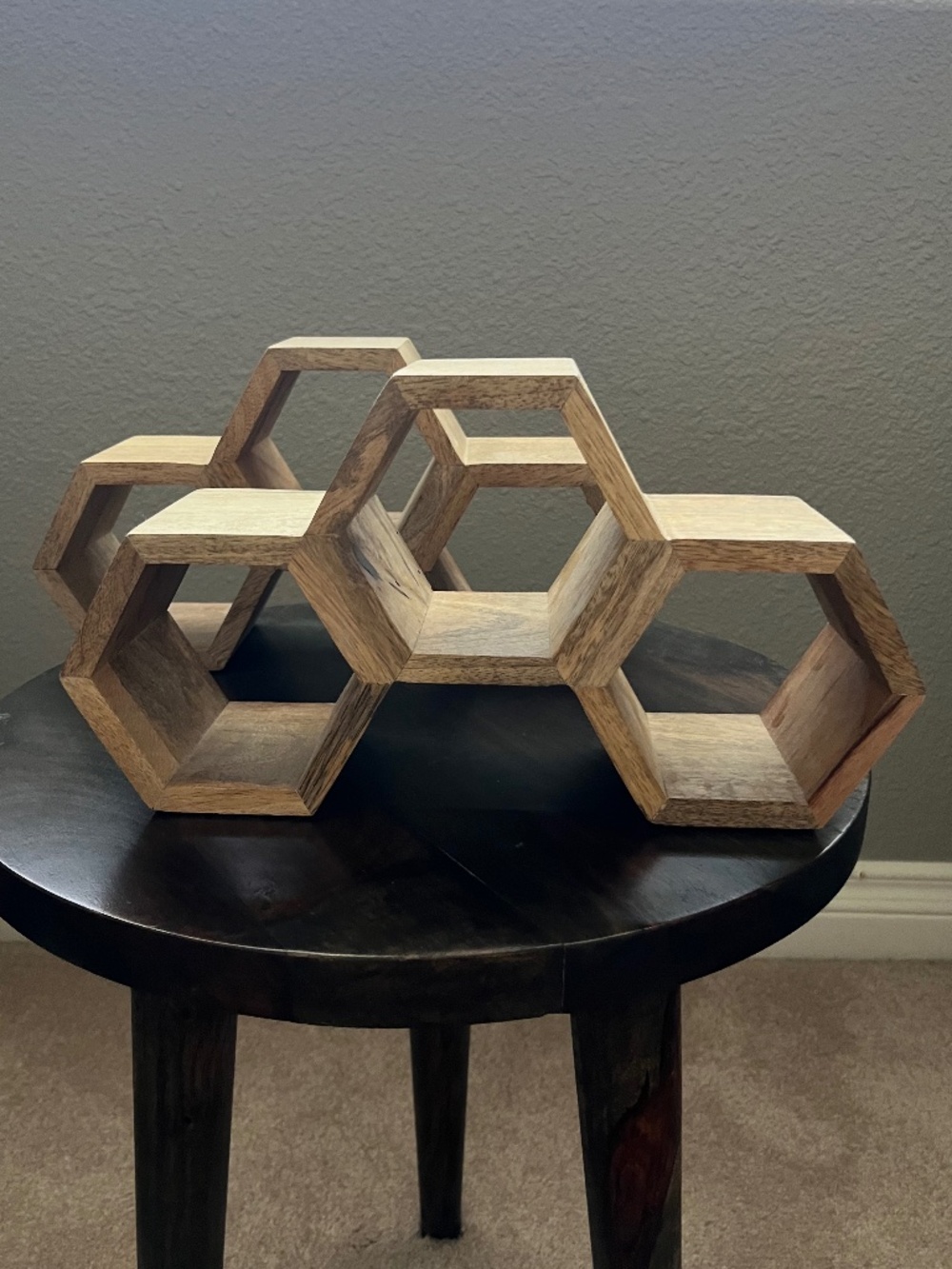 Honeycomb Hexagon Wood Wine Rack Set of 2 - Picture 3 of 8